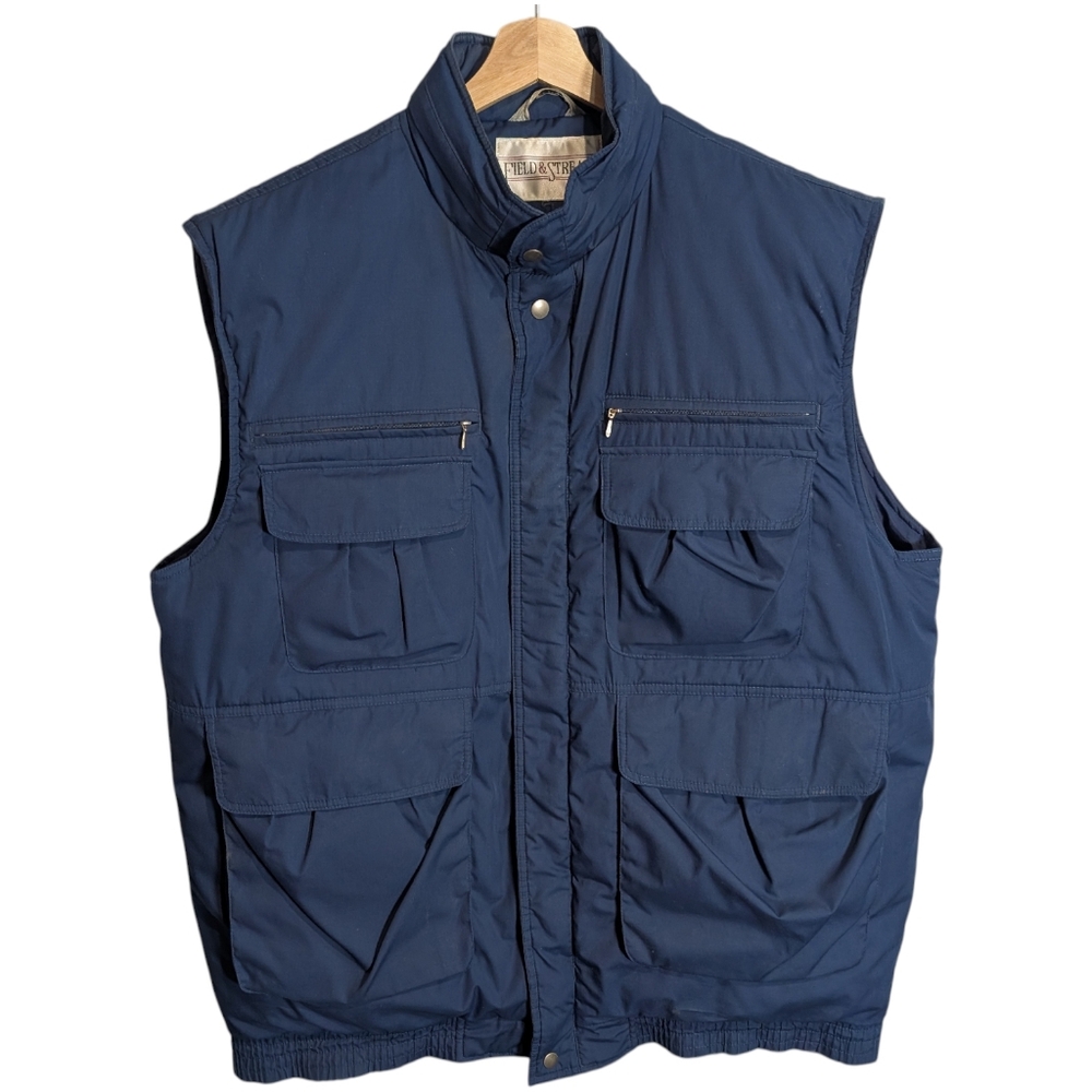 Field & Stream Down Filled Vest Mens XL Blue‎ Puffer Fishing Hunting Outdoors